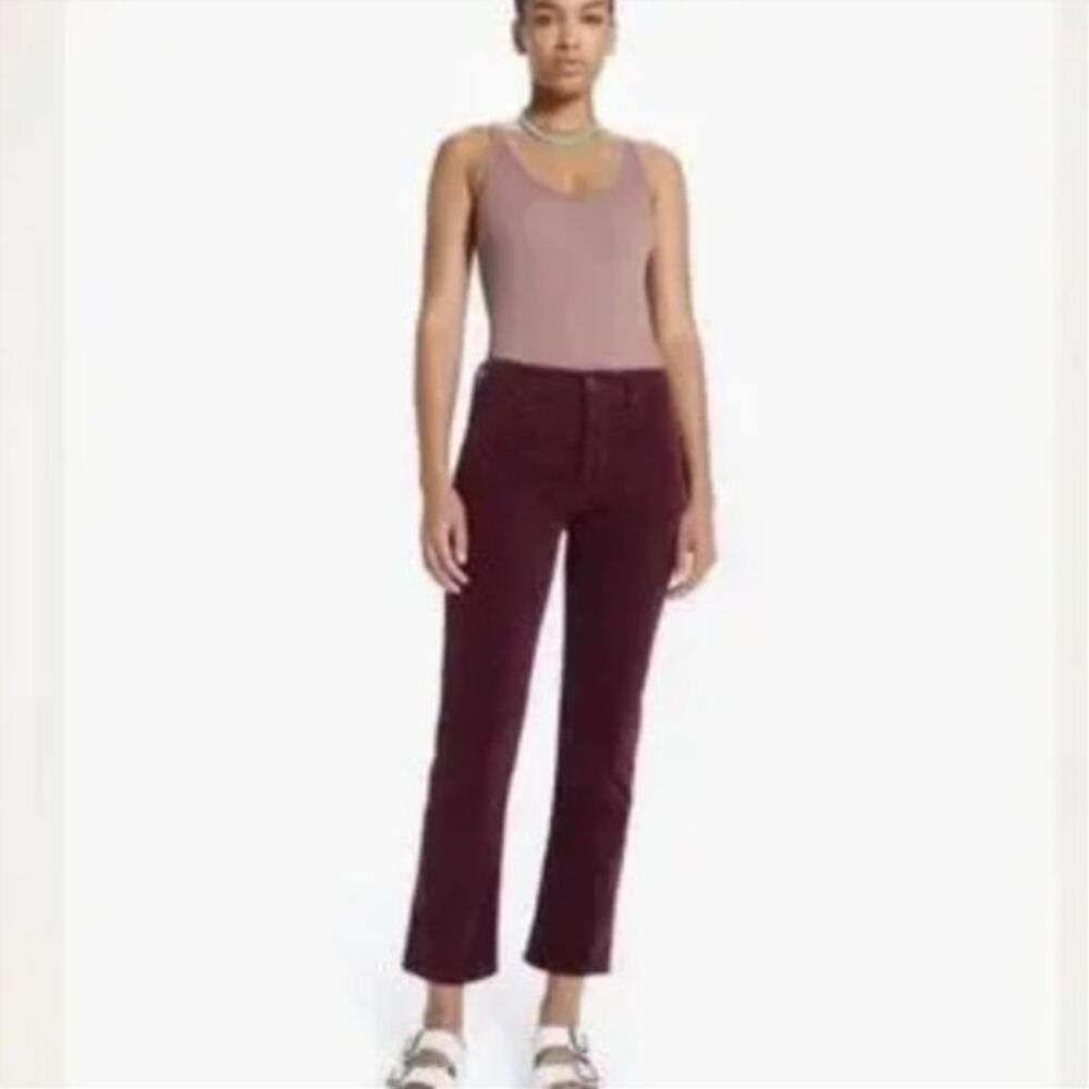 NEW MOTHER Jeans The Hustler Ankle fray Corduroy in grape